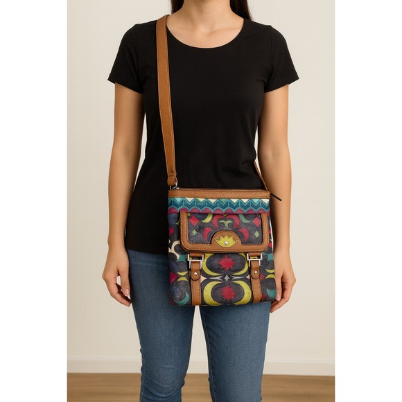 Lily Bloom Women's Multicolor Geometric‎ Crossbody Purse Adjustable Strap - Picture 1 of 8